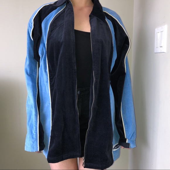 Corduroy Blue Striped Sporty Jacket - Picture 2 of 6